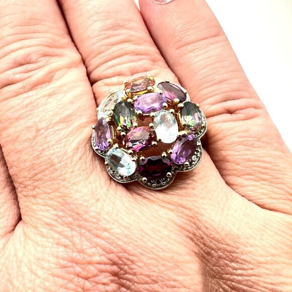 CID Clyde Duneier Womens Ring Sterling Silver Multi Gemstone Alexandrite Size 9 - Picture 4 of 10